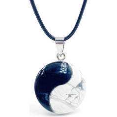 BlackAmazement Pendant Natural Stone Marble Necklace Taijitu Circle Yin Yang White Black Women Men