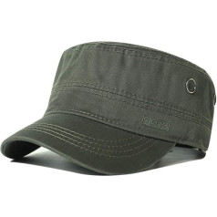 CACUSS Men's Cotton Vintage Army Cap Cadet Hat Military Flat Top Adjustable Baseball Cap Summer Trucker Hat