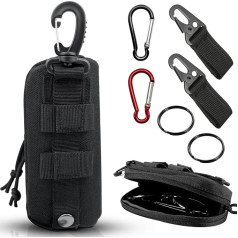 GZqiancang Tactical Glasses Case, Portable Shockproof Glasses Case with 4 Carabiners and 2 Key Rings for Climbing, Trekking, Cycling, Pack of 1, black