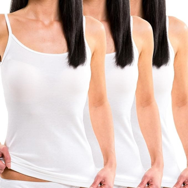 Hermko 1560 Pack of 3 Women’s Strappy Tops, Made of 100 % Cotton