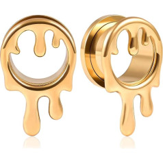 Vankula Ear Tunnel 1 Pair Double Flared Flesh Plugs Water Drop Stainless Steel for Men Women Ear Piercing Jewellery 8 mm to 16 mm