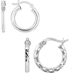 LeCalla Sterling Silver Jewellery Set with 2 Pairs of Small Hoop Earrings for Girls Teens Women, No information