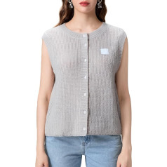 Nicoxijia Y2K Women's Sleeveless Vintage Cropped Tank Top Button Down Cardigan Crochet Vest Casual Streetwear