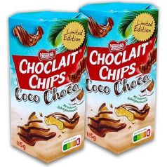 2 Pack Choclait Chips Coco Choco, Crispy Coconut Chocolate Snack, Limited Edition 2 x 115 g