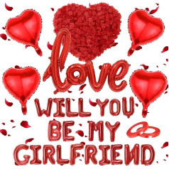 628 Pieces Will You Be My Girlfriend Decorations, Valentine's Day Decoration Set, Romantic Decoration, Confession Balloon Decorations, Letters Foil Balloon, for Valentine's Day Confession Decoration