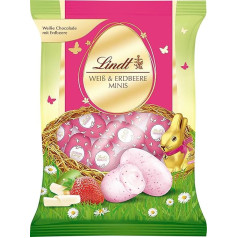 Lindt Chocolate Strawberry Mini Eggs White | 100 g Bag | Chocolate Eggs Made of White Chocolate with Strawberry for Easter | Easter Chocolate Gift | Easter Eggs | Chocolate Eggs