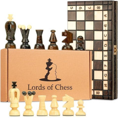 Amazinggirl Chess Game Chess Wooden Chess Board with Checkers Game - 2 in 1 Chess Board Set High Quality Foldable with Chess Figures Large for Children and Adults