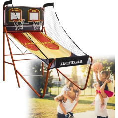 Foldable Double Basketball Throwing Stand for Home, Double Basketball Throwing Machine with Electronic Score Counter Function, for All Sports Enthusiasts,B