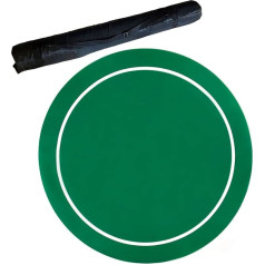 Table Game Felt Mat, Round Poker Table Layout, Professional Poker with Carry Bag, Casino Layout Cards, Casino, Green, 54 Inch