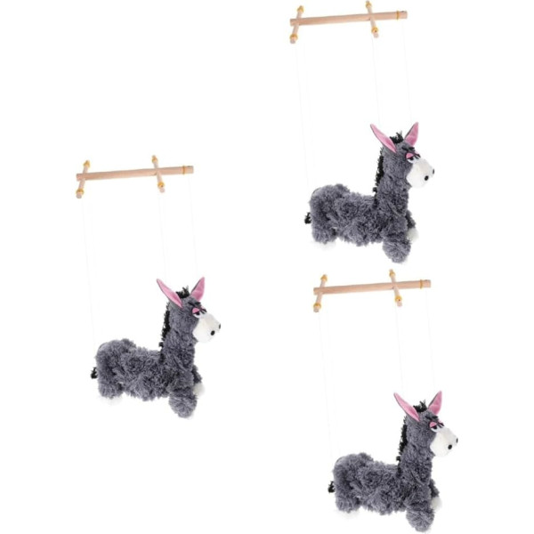 VICASKY Pack of 3 Donkey Puppet Clown Doll, Clown Hand Puppet, Doll Poles, Puppet Cushion, Puppet Eyes, Animals, Puppet, Puppet, Puppet, Funny Animal Figures for Crafts, Plush Grey