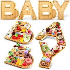 1 Set Baby Shower Wooden Charcuterie Baby Shape Letter Serving Tray Board Dish Decorative Plate Reusable Baby Shower Food Trays for Charcuterie Boards Gender Revelation Baby Shower