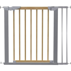 Dolle door safety gate made of wood/metal, clamping gate, width: 71.30-117.10 cm, height: 73 cm, colour: metallic grey, child safety gate with single-handed safety lock, TÜV/GS tested