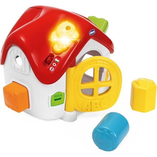 Chicco, ABC House with Lights & Sounds, Electronic Shapes, Bilingual Educational Game, 50 Words, Phrases and Songs in German & English, Lights, 4 Shapes, Baby Toy from 10-36 Months