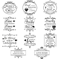 Whaline 11 Sheets Vintage Word Rubbing on Transfers for Furniture and Crafts, Black Warm Letters, Rub on Transfer Furniture Stickers, Stickers for School, Home, Office, DIY, Arts, Crafts,