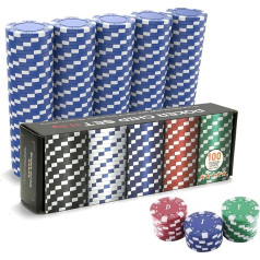 100 Blue Poker Chips Casino Poker Chips 11.5g Plastic for Poker Card Games Texas Holdem Blackjack Gambling (with Gift Box)