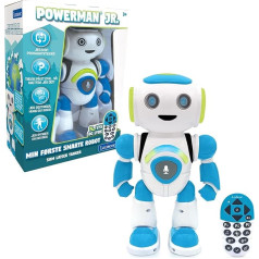 Lexibook Lexibook-ROB20IT Powerman Jr. Intelligent Interactive Robot for Reading in the Mind Toy for Kids Dancing Music, Blue, Color