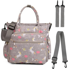 Portable Diaper Bag Waterproof Splash Proof Large Capacity Diaper Bag with Shoulder Strap Stroller Hook, Unicorn