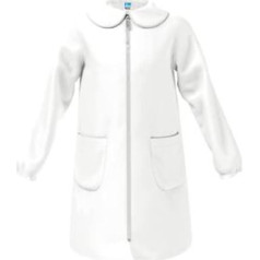 Siggi Schürze für Grundschule für Kinder, Weiß, Reißverschluss, mit und ohne Logo, von 6 bis 15 Jahren, empfohlen für Kindergarten, Grundschule, Größe M, kein Logo, 15 Jahre