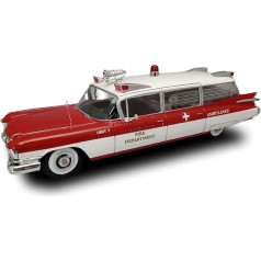 AMT - 1/25 1959 Cadillac Ambulance w/Gurney - Plastic Model Kit, White, Transparent, Red, Chrome