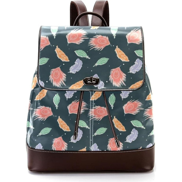 Bunte Federn personalisierte Schultaschen Büchertaschen für Teenager, Mehrfarbig, 27x12.3x32cm, Rucksack Rucksäcke