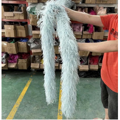 2 3 4 6 10-lagige mehrfarbige Straußenfederboa, 2 Meter, Straußenfederschal für Party, Damenkleid, Kleidung, DIY-Dekoration, Schal, Hellblau, 6-lagig