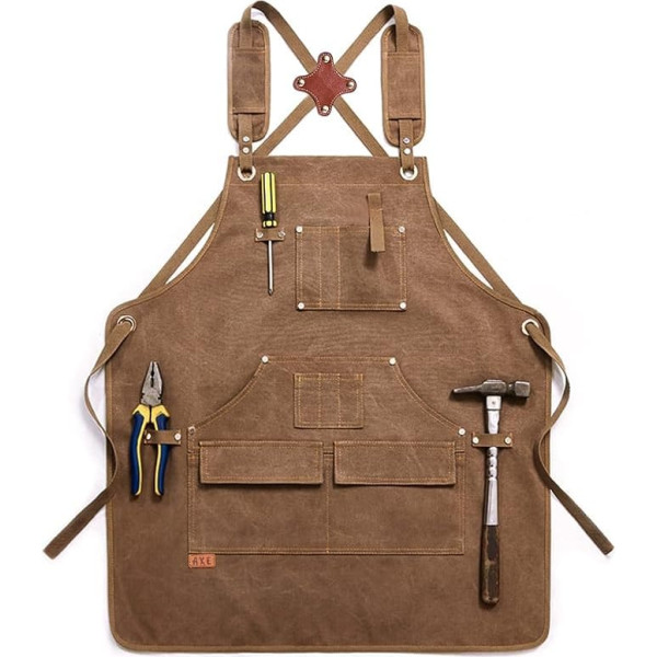 Oitto Tool Apron, Durable, Woodworking, Workshop Apron, Canvas, Tool Apron, Adjustable for Woodworking, Painting, Cooking