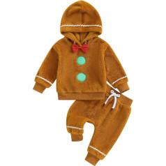 Baby Gingerbread Outfit Christmas Long Sleeves Hooded Sweatshirt Elastic Trousers Baby Toddler Autumn Clothing