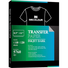 MECOLOUR Inkjet Transfer Paper 20 Sheets LTR 8.5 x 11 cm A4 for T-Shirt Tote Bags Bags