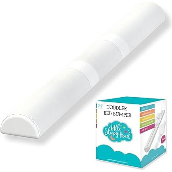 Little Sleepy Head Toddler Bed Bumper, Bed Rail for Toddlers, Bed Rail with Soft Cover, Foam Safety Rail with Stay Put Cover, Double Bed Bumper for Toddlers