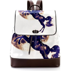 Personalisierte Schultaschen Büchertaschen für Teenager Einhorn mit Mond Galaxie, Mehrfarbig, 27x12.3x32cm, Rucksack Rucksäcke