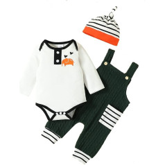 Toddler Boys Girls Clothes Set Baby Cartoon Long Sleeve Romper Bodysuit Pants Hat 3-Piece Set Clothes Kids Cute Fall Winter Outfits A-235