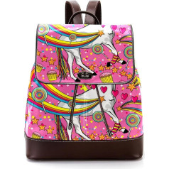 Personalisierte Schultaschen Büchertaschen für Teenager Einhorn Anime niedlich, Mehrfarbig, 27x12.3x32cm, Rucksack Rucksäcke
