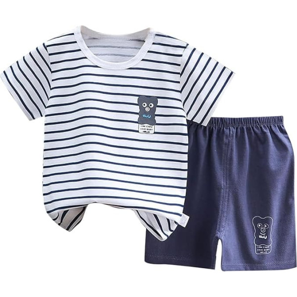 Trainingsanzug Kinder Sommer 3D bedruckte Rundhals Sportshirt Mit Trainingsshorts Sportkleidung Tracksuit Kleidung Outfit 2-teilig Freizeitanzug Hausanzug Sportanzug für Taufe Geburtstagspar