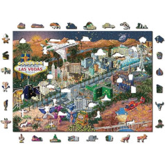 WOODEN.CITY US W 750-0058-XL USW750-0058-XL Wooden Puzzle, Blue/Purple, EEN Maat