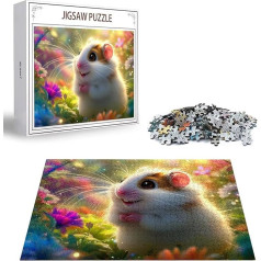 Puzzle 1000 Teile Niedlich Puzzle Erwachsene, Groß Puzzelmatten, Holzpuzzle für Erwachsene und Kinder ab 12 Jahren Wooden Jigsaw Hamster Geschicklichkeitsspiel für Die Ganze Familie, Geschenke D-300