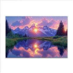 Puzzle 2000 Teile Gebirge Sonnenuntergang Puzzle Erwachsene Anspruchsvoll, Klassische Holzpuzzle Erwachsene, Puzzlespiele für Die Ganze Familie, Wooden Jigsaw Puzzel ab 14 Jahre für Junge Mädchen O-7