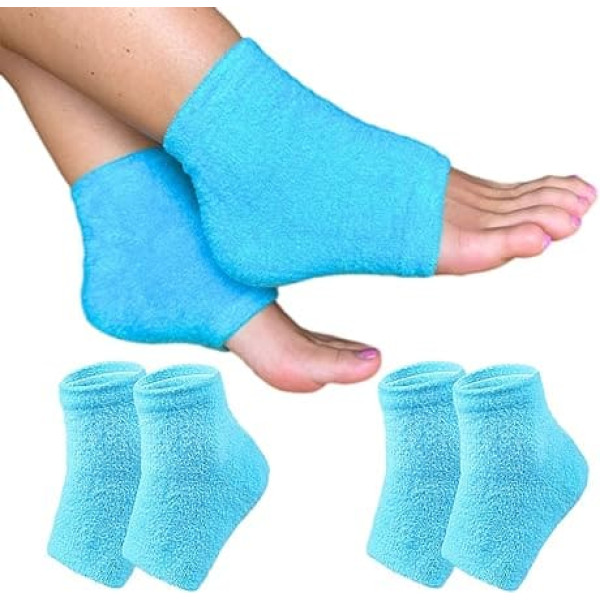 2 Pairs Nuwelo's Hydra Heel Socks, Moisturising Heel Compression Socks for Dry Feet (2 Pairs Blue)