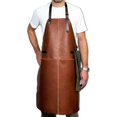 REDSALT® Leather Apron 100% Buffalo Leather 84 x 62 cm Brown | Professional BBQ Apron Work Apron Kitchen Catering Bar Barista Cooking Apron Kitchen Apron Gifts Men