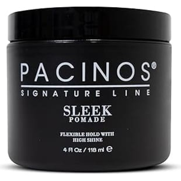 Pacinos Sleek Pomade Men's 118 ml - Extra Hold & Shine Finish - Long-Lasting Definition - Water Soluble Formula - For All Hair Types - Water-Based Pomade - Beard Pomade - Fruity Fragrance
