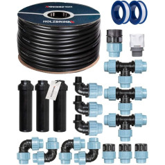 HOLZBRINK HTB-11-3-50 Lawn Irrigation System Start Set Including 50 m LDPE Installation Pipe 25 mm 3x Pop-Up Sprinkler