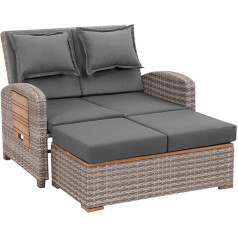 greemotion Bahia sofa and bed, love seat made of steel and polyethylene mesh with infinitely adjustable backrest.