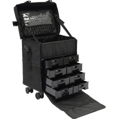 TONFEION Kosmetikkoffer, Make Up Koffer mit Rollen, 8 Schubladen und wasserdichtem Oxford-Gewebe, Großes Fassungsvermögen Friseurkoffer für Make-up-Artists, Reisen & zu Hause (Schwarz)