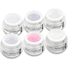 Emmi Nail Studioline Trial Set (Primer Gel, Construction Combination Clear, Construction Rose, French White, 1-Phase Gel, Sealing)