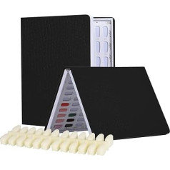 BNG 120 Nail Polish Display Book Professional Nail Colour Chart Palette Gel Polish Presentation with 120 Pieces Nail Tips, Leather Book Nail Practice Design Plank for DIY Nail Art Salons Set, Black