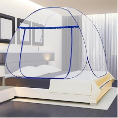 Mosquito Net Bed, Mosquito Net Bed Pop Up, Foldable Bed Mosquito Net, Easy Installation, Mosquito Camping Tent for Bedroom, Outdoor Camping (Blue, 200 x 180 x 145 cm)
