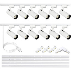 Bravsekai LED Ceiling Light Living Room Component Kit Track Lighting for Interior 20W 6000K Rotating Ceiling Lighting with Extra 6.5M Rails