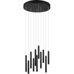 Trio Leuchten Tubular 321691132 LED Pendant Light Metal Matte Black with 11x 2.8 Watt LED Switch Dimmer