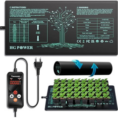 HG Power Heating Mat with Thermostat - Heating Mat Plants Heat Mat for Indoor Greenhouse, Greenhouse Heating Mat with Temperature Control for Grow Tent Grow Box Grow Accessories Terrarium 53 cm x 25