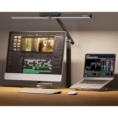 Honeywell LED Desk Lamp Office - HJ1 Sunturalux™ Eye-Friendly Desk Lamp with Clamp for Office Home Dimmable Touch Desk Lamp Flexible Two-Section Architects Clamp