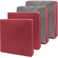 Patio Seat Cushion Cover, Waterproof Outdoor Cushion Covers for Patio Furniture, Non-Slip Seat Covers for Braided Garden Chairs, Pack of 4, Red, 50 x 55 x 10 cm